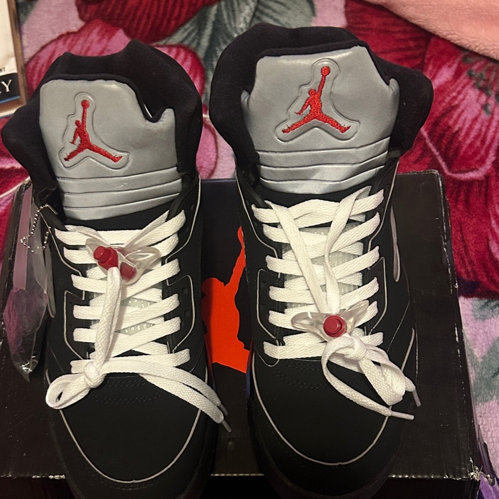 Jordan Sneakers Black and Gray with Red Accents